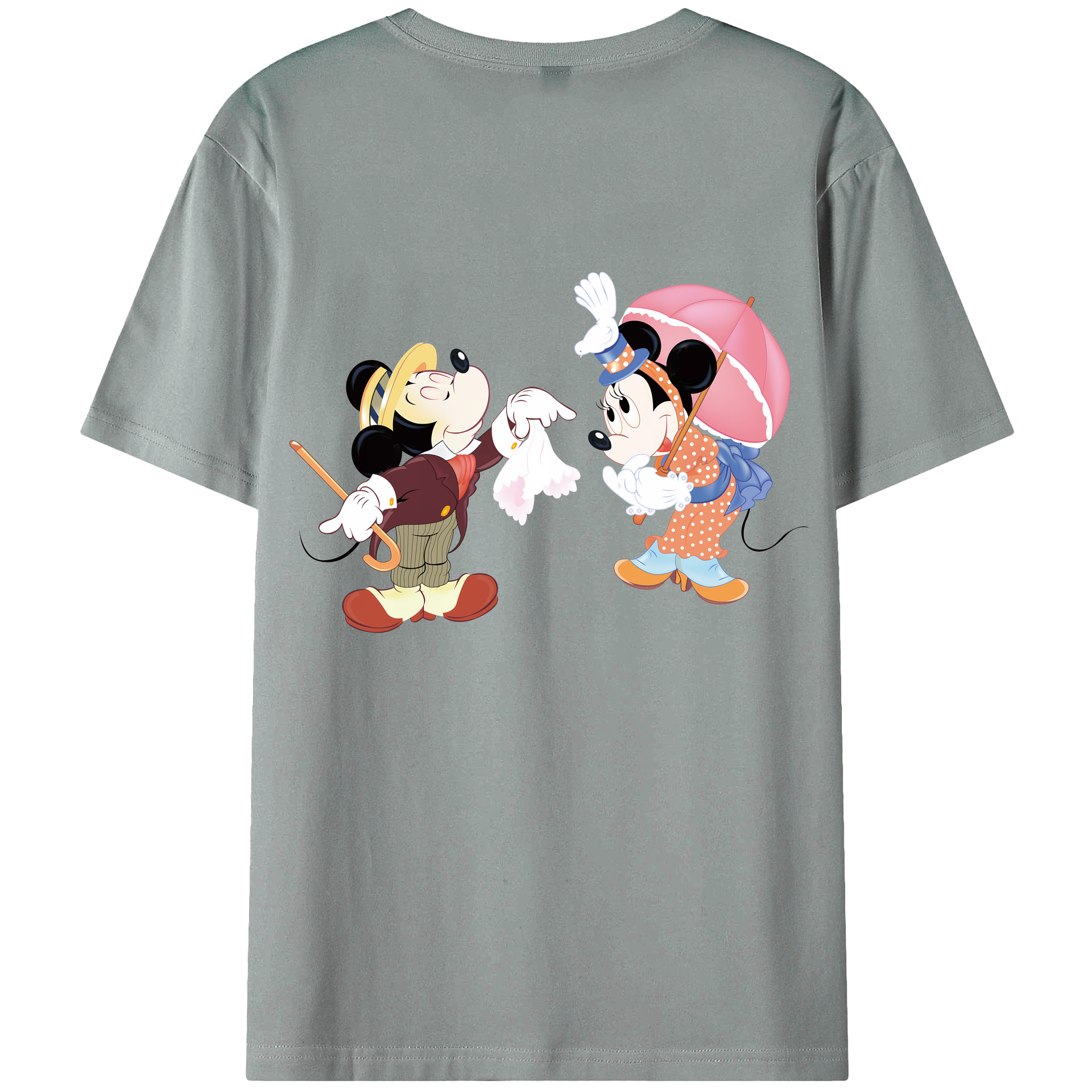 （画像用） ミッキーマウス Mickey Mouse 綿100％ メンズ半袖Tシャツ（バックプリント） 通気性
